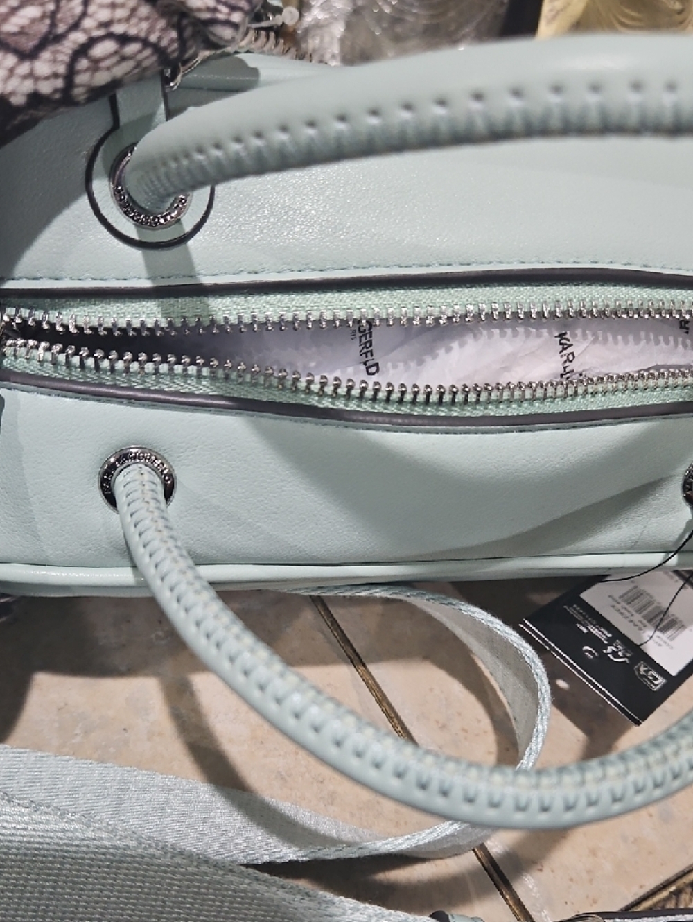 NWT! Karl Lagerfeld Zaylia Satchel with Chain & Charms! - Picture 11 of 11